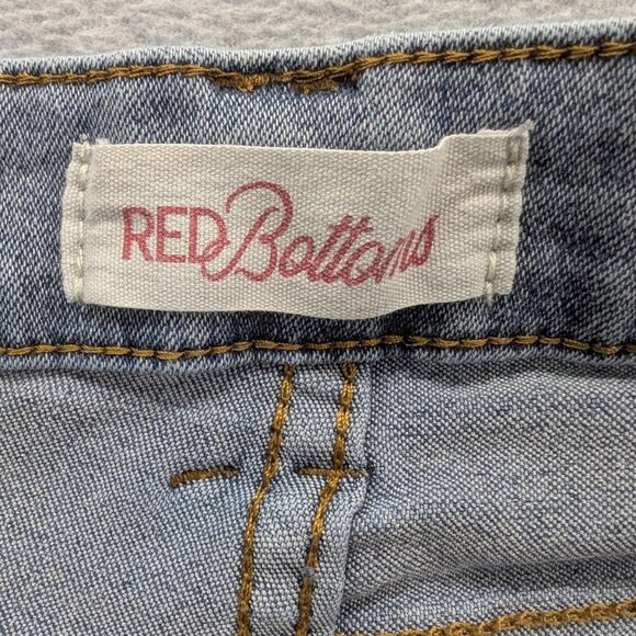 Red Bottoms Jeans Womens 14 Blue Cargo Denim Buckle Strap Wide Leg Baggy Y2K - Picture 14 of 16